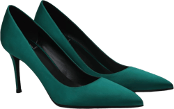 MOOMMO Women Green Slip On Satin Heels Dress Shoes Classic High Heels Pump Pointed Toe Stiletto Suede Pump Wedding Office Closed Toe Kitten Heel Sandals Ladies Dressy Retro Elegant Satin Dark Green 8