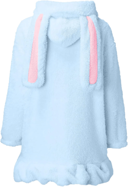 Kingspinner Lolita Dress Kawaii Soft Plush Hoodie Coats for Women Teens Girls Rabbit Bunny Ears Long Sleeve Loose Jacket Ligg Blue 2022 Large