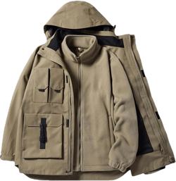 FULBHPRINT Men Outdoor Sports Coat Winter Fleece Military Hiking Jackets Windproof Waterproof Outwear Parka Windbreaker Large Army En8