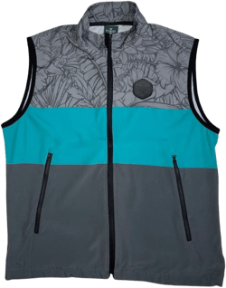 FLORAL COLOR BLOCK HYBRID VEST - TEAL/GREY
