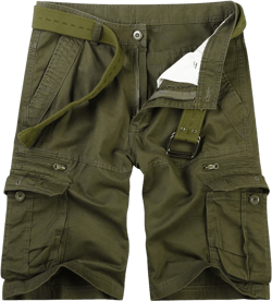 OCHENTA Cargo Shorts for Men with Zipper Pockets, Summer Mens Shorts Casual Military Outdoor Work (No Belt)