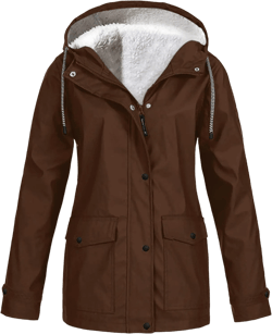 Windbreaker Jacket Women Fleece Lined Long Hooded Rain Coats Outdoor Raincoat Waterproof Lightweight Trench Raincoat