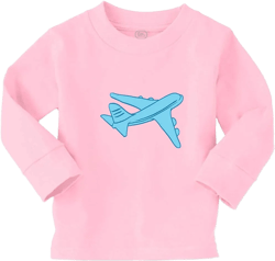 Kids Long Sleeve T Shirt Airplane B Cotton Boy & Girl Clothes Funny Graphic Tee 2T Soft Pink Design Only