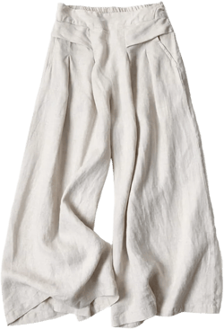 Plustrong Womens Culottes Linen Pants Casual Cropped Wide Leg Pants Palazzo Pants Capris Beige X-Large