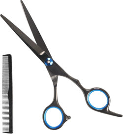 Hair Cutting Scissors,6.5 Inch Professional Stainless Steel Barber Haircut Shears Razor,Sharp Blades,One Comb Included, For Salon Home Men Women Adults Kids Pet (Black)