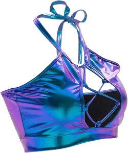 Women's Metallic Keyhole Cutout Backless Halter Rave Dance Crop Tube Top Bra Small Laser Blue