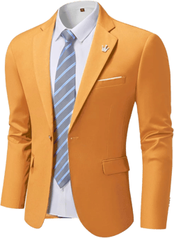 YND Men's One Button Slim Fit Blazer, Casual Lightweight Suit Daily Jacket Coat XX-Large Orange