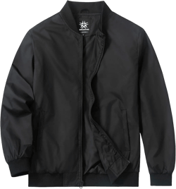 URBANFIND Men's Varsity Jacket Spring Fall Windbreaker Lightweight Bomber Jacket Large Black