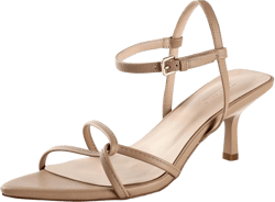 iiimmu Women's Sexy Low Heel Ankle Strappy Sandals Kitten Heels Pointed Toe Faux Leather Dress Daily Wear Parties Office