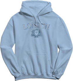 Rerun Island Women's London Long Sleeve Oversized Graphic Cotton Sweatshirt Hoodie - Light Blue 3X