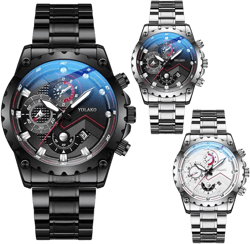 CdyBox Men Steel Band Sports Watches Fashion Quartz Wristwatch Business Wrist Watch