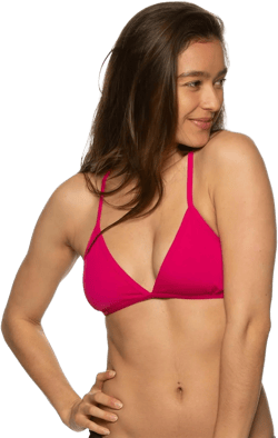 JOLYN Triangle Tie-Back Athletic Bikini Top for Competitive Swimming, Lifeguarding, Medium Coverage Women's Swimsuit Top Medium Dragon Fruit