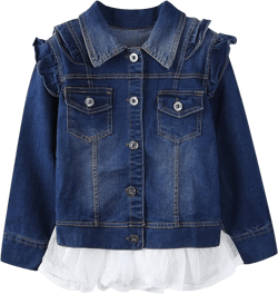 Mud Kingdom Toddler Little Girls Denim Jacket with Tulle Turn-down Collar Fashion Spring Autumn 3T Blue