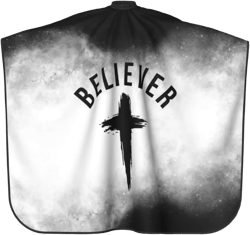 55" x 66" Believer, Christian, Cross, Jesus, Faith, Bible Gifts for Women Haircut Barber Cape for Men - Professional Salon Cape - Hairdresser Cape for Adults - Large Cape for Hair Cutting/Styling