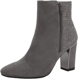 Amazon.com | DUNION Broccoli Women's Rhinestone Zip Closure Dress Boot Chunky Heel Party Wedding Ankle Booties,Grey,8 M US | Ankle & Bootie