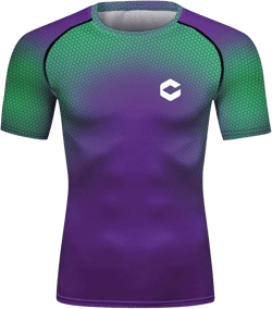 Mens 3D Digital Printing Short Sleeve T-Shirt Outdoor Running Yoga Fitness Tight Shirt for Men Large Purple