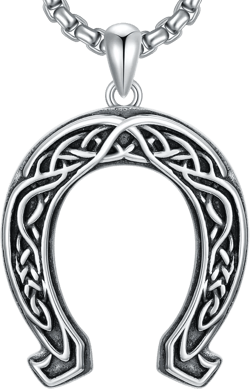 Horseshoe Necklace 925 Sterling Silver Celtic Knot Horseshoes Pendant Necklaces Jewelry for Men Christmas Birthday Valentines Gifts