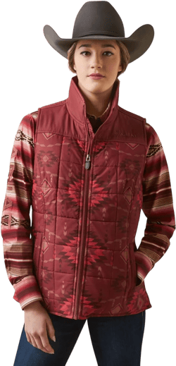 ARIAT Women's Crius Insulated Vest 3X Burnt Rose Print
