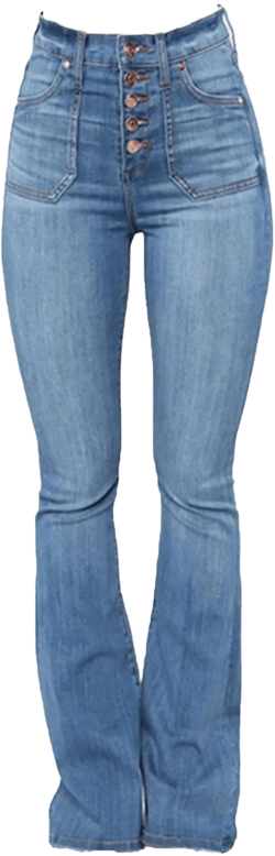Women Button Up Flare Denim Jeans Slim High Waist Bell Bottom Denim Pants Classic Retro Butt Lifting Stretch Jean Large Light Blue