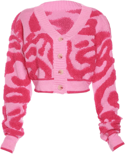 Perbai Womens V Neck Button Down Long Sleeve Colorblock Y2K Cropped Cardigan Sweater Jacket Small Pink