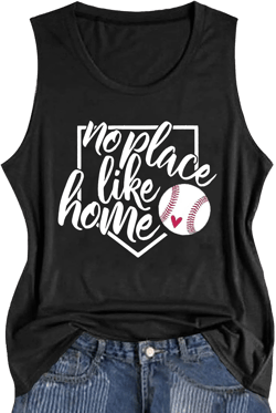 Baseball Mom Shirt Tank Tops Baseball Love Graphic Tee Shirts Women Summer Casual Loose Sleeveless Shirt Medium Black