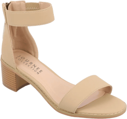 Journee Collection Womens Percy Low Stacked Heel Back Heel Zip Sandals Nude 7.5