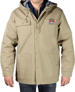 Ben Davis 385 Hooded Jacket, Front Snap (Khaki, Small)