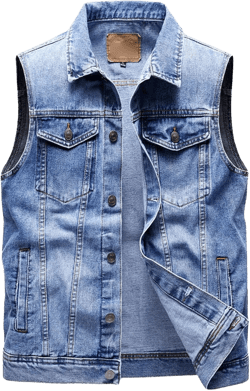 Denim Vest for Men Casual Sleeveless Button Down Denim Jacket Lapel Vintage Trucker Jeans Vests X-Large Light Blue 1