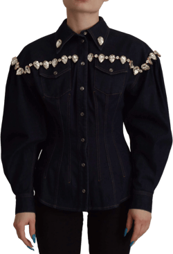 Dolce & Gabbana Elegant Crystal-Embellished Denim Jacket