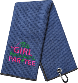 DYJYBMY This Girl Know How to Par Tee Golf Towel, Embroidered Navy Blue Golf Towels for Golf Bags with Clip, Golf Gifts for Men Women, Birthday Gifts for Golf Fan, Retirement Gifts