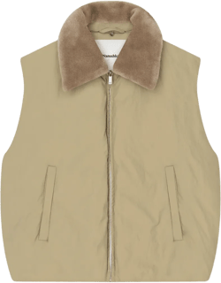 Mexim - Faux Fur and Tech Nylon Vest - Sage/ Beige