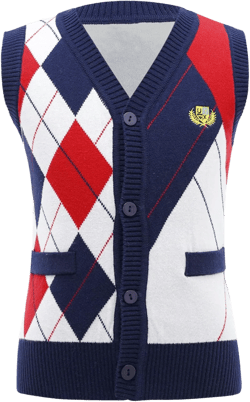 Kids Boys School Uniform Argyle Sweater Vest Sleeveless Knitwear Top Knitting Cardigan Casual Waistcoat Navy Blue 2-3T