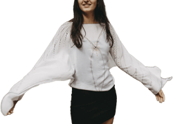 Silk Loose Women's Blouse - Hand-painted - Angel Wings