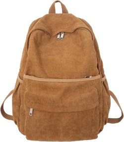 Aesthetic Backpack Cute Backpack Corduroy Backpack School Supplies Laptop Bag for Teens Girls Women Students Solid Color(Brown)