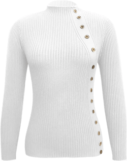 Womens Pullover Sweaters Fashion Slim Fit Ribbed Knit Tops Mock Neck Long Sleeve Tunic Sweater Basi Layer Fall Outfits Small White