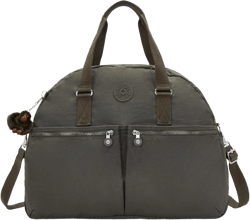 Kipling Women's Eugina Satchel, Handmade, Removable Shoulder Strap, Outer Pockets, Nylon Duffle Bag 20"L x 14.5"H x 9.5"D Field Green