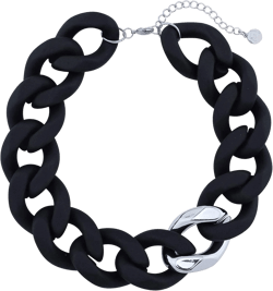 Firstmeet Statement Chunky Acrylic Chain Link Choker Necklace for Women Black