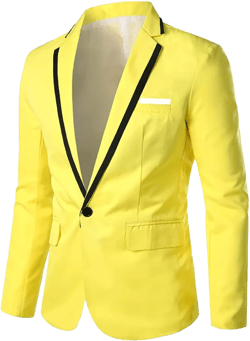 Mens Slim Fit Blazers Casual Lightweight Jacket Solid One Button Sports Coat 5X-Large Yellow