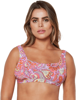MSRP $56 Jessica Simpson Womens Standard Mix & Match Print Bikini Orange Size XL