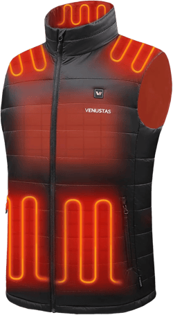 Venustas Men's Heated Vest with Battery, Up to 20 Hours of Warmth, Winter Quilted Vest for Outdoor Runtime Up to 20HRS X-Large Black