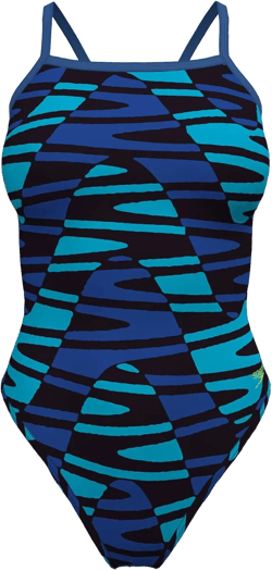 Speedo Women's Disco Boom Flyback Swimsuit (US, Numeric, 34, Regular, Regular, Standard, Blue)