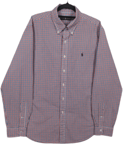 Polo Ralph Lauren Red Blue & White Checkered Dress Shirt Size L