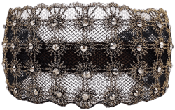 Lacey Embroidered Crystal Headband Gold