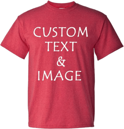 Unisex T Shirt Personalize with Your Own Images and Text Many Sizes and Colors Available Heather Red XX-Large