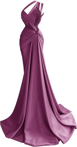Jorshiman Women's Beige Mermaid One Shoulder Formal Dress, Floor Length, One Size Mauve 6