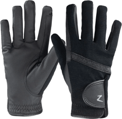 HORZE Women's Equestrian Winter Horse Riding Gloves with Adjustable Cuff and PU Leather Grip Black 10