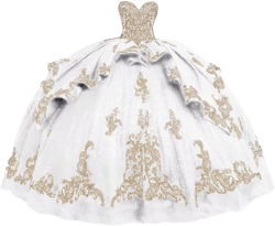 Elegant Gold Lace Quinceanera Dresses Puffy Tulle Sweet 15 Dresses with Train Layered Applique Ball Gowns White 18 Plus