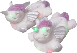 Millffy Women's Light Up Slippers Girl's Plush Footwarmer Slipper Glow in The Dark led Plush Slippers Home Shoes 4-6 Unicorn