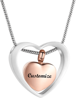 Heart in Heart Shiny Cremation Pendant Memorial Ash Necklace Jewelry Urn Necklaces for Ashes Customize