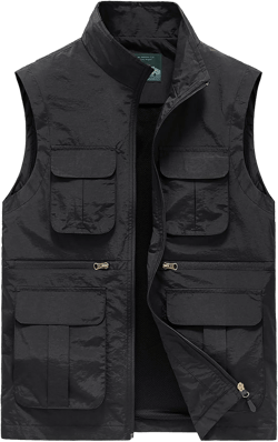 Panegy Men's Summer Cargo Utility Vest Multi Pockets Sleeveless Jacket for Fishing Travel Photo XS-4XL X-Small 3 Black